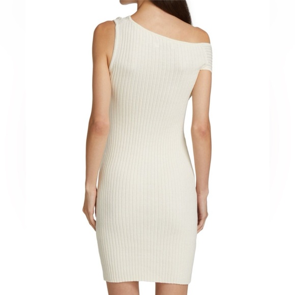 NEW ANNA QUAN Zali One-Shoulder Minidress Ivory Elegant Off-Shoulder Cream Dress - Picture 2 of 12